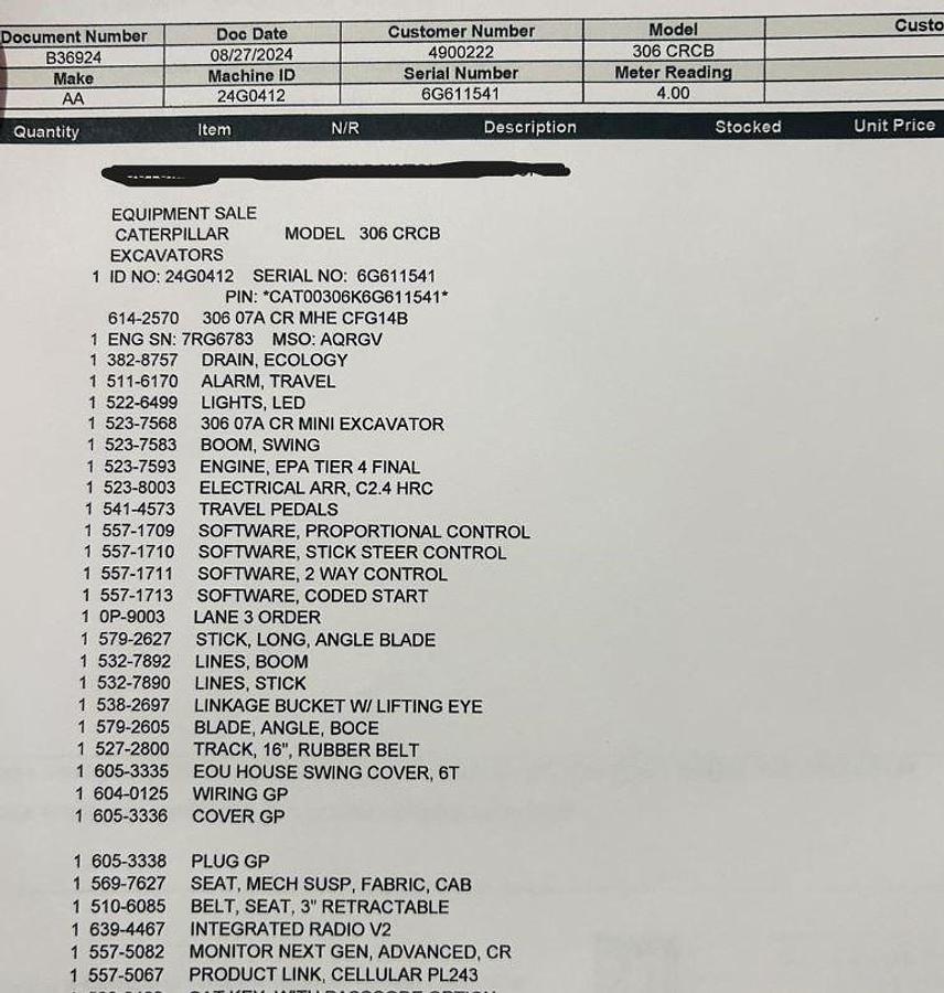 Used 2024 Caterpillar  306CR