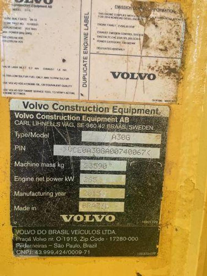 Used 2015 Volvo A30G Hauler