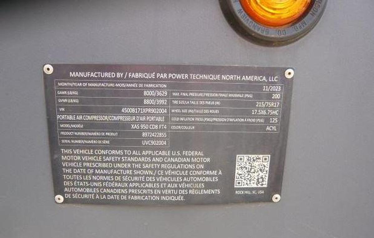 Used 2023 ATLAS COPCO XAS950CD8 Air Compressor