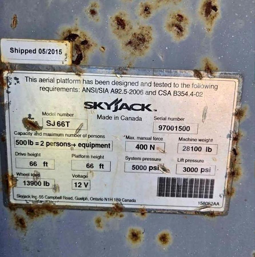Used 2016 Skyjack SJ66T Telescopic Boom Lift