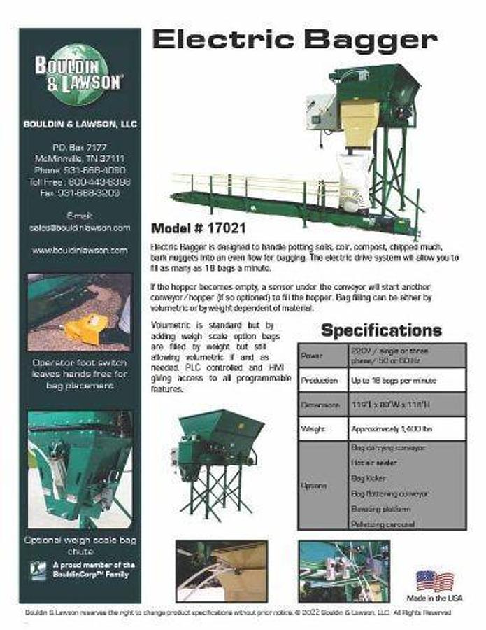 Used 2009 Bouldin Lawson Mixer / Auto Bagger / Incline Conveyor / Sealer Model 17021 & Model 143