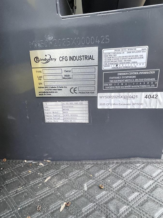 Used 2025 CFG INDUSTRY MY50R Mini Excavator