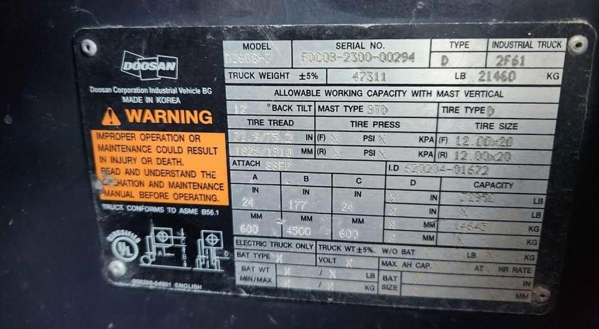 Used 2019 DOOSAN D160S-5