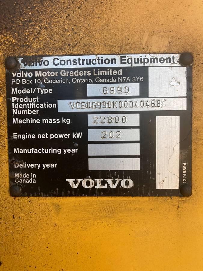 Used 2007 Volvo 990 Grader