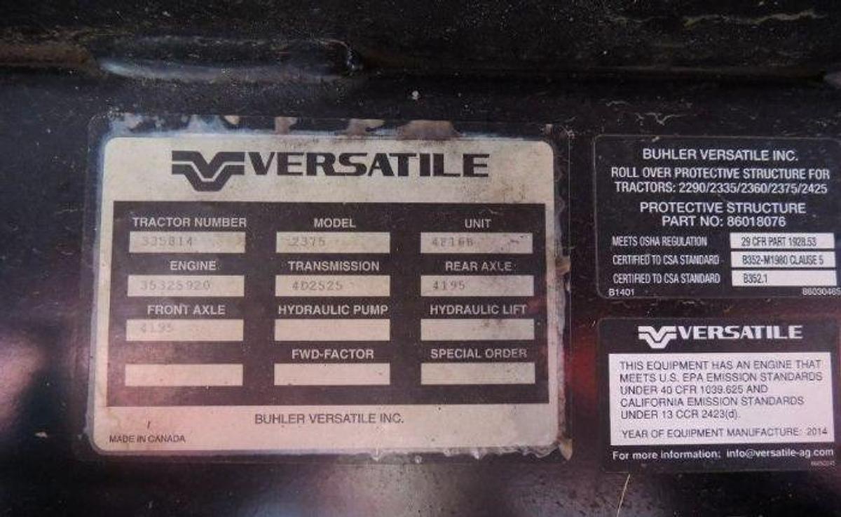 Used 2014 VERSATILE 2375