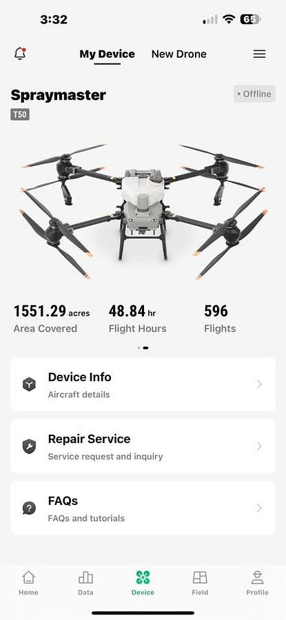 Used 2025 DJI Agras T-50 Spray Drone