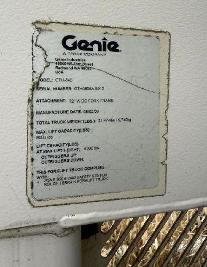 Used 2006 TEREX GTH842