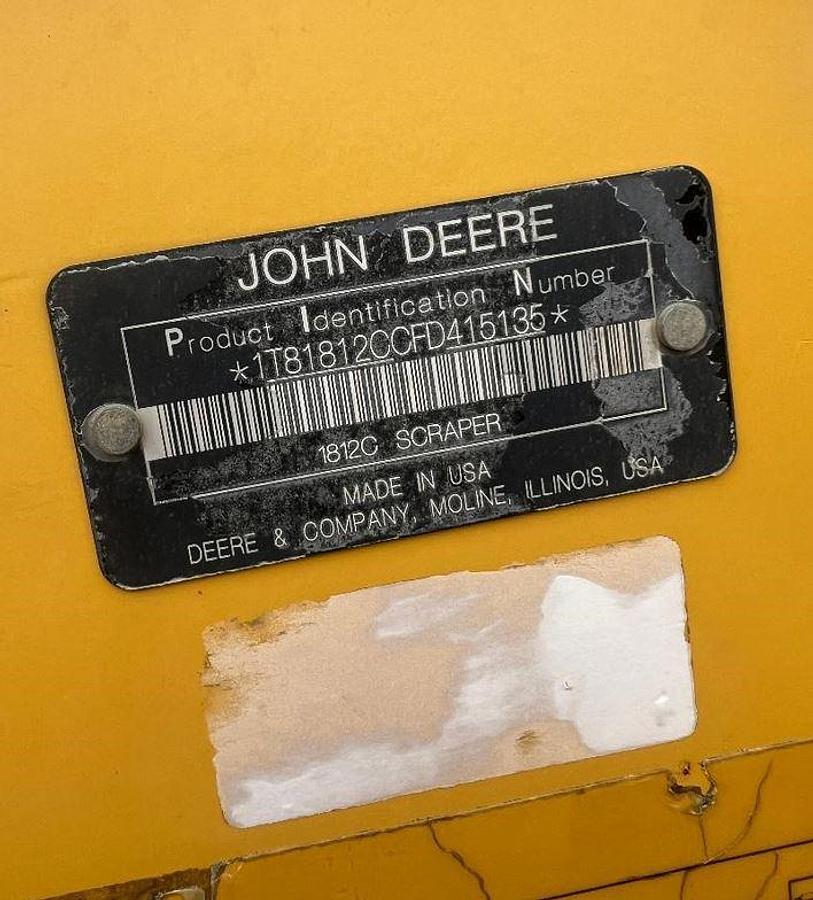 Used 2016 JOHN DEERE 1812C Scraper