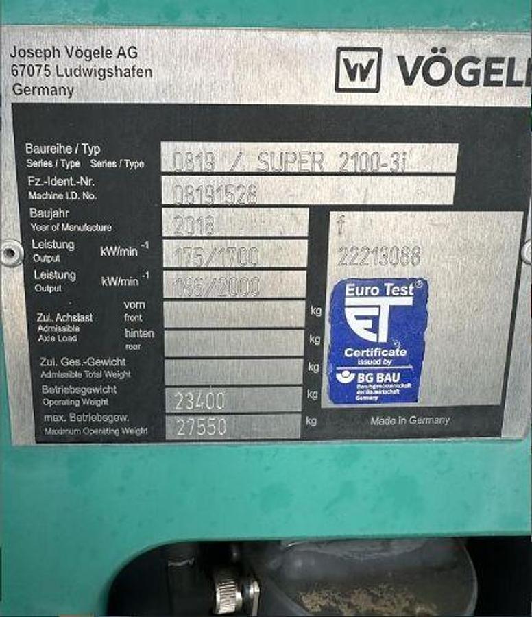 Used 2018 Vogelle Super 2100