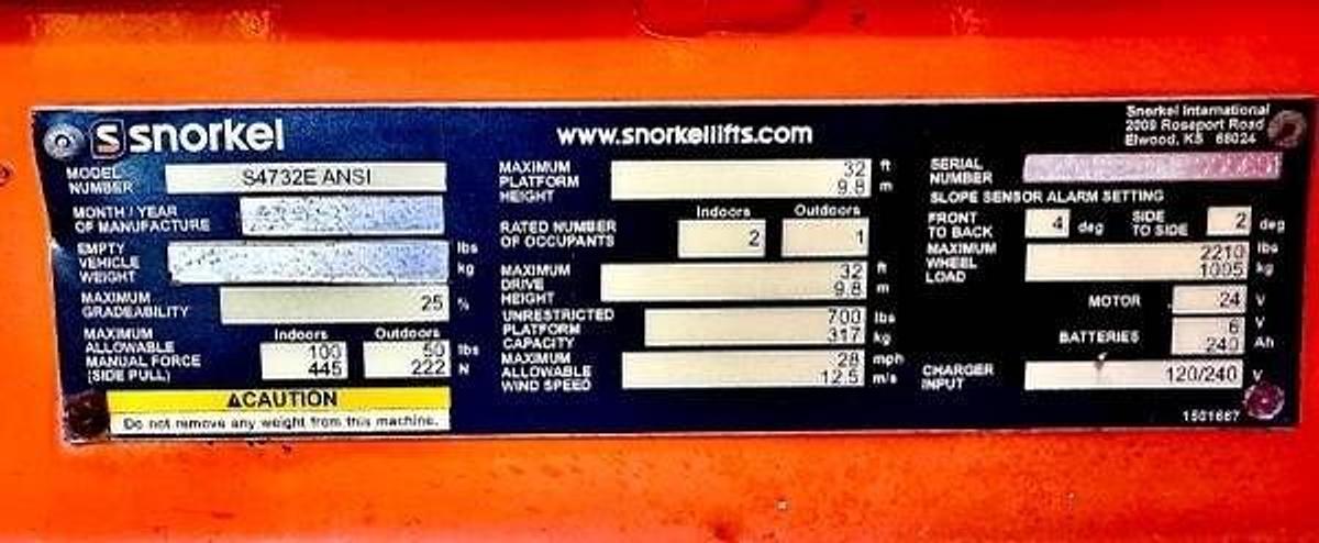 Used 2016 Snorkel S4732E