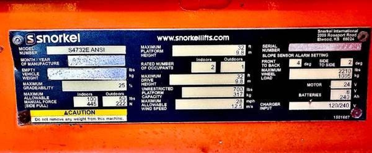 Used 2014 Snorkel S4732E