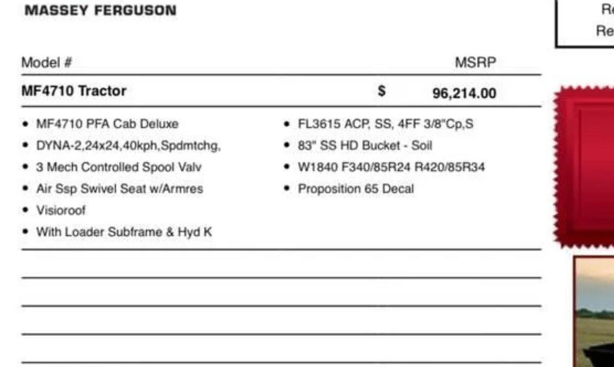Used 2022 MASSEY FERGUSON 4710