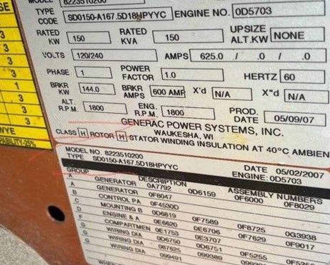 Used 2007 Generac 150kw Towable Generator