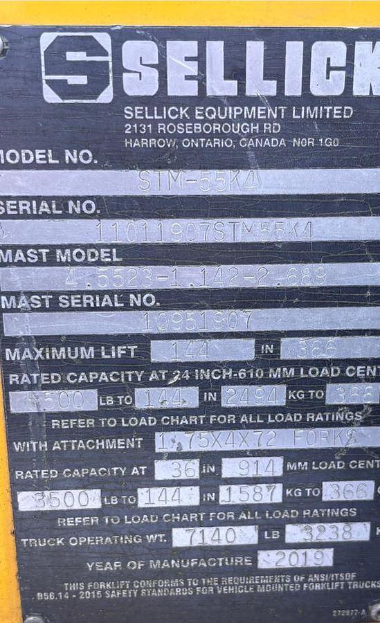 Used 2019 Sellick STM55K4
