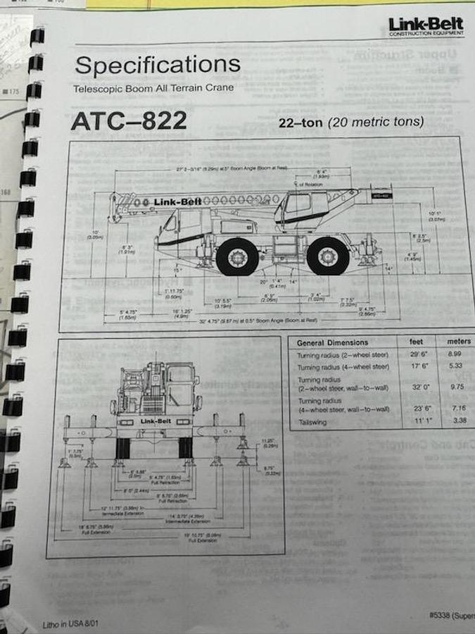 Used 1994 LINK-BELT ATC-822 CRANE