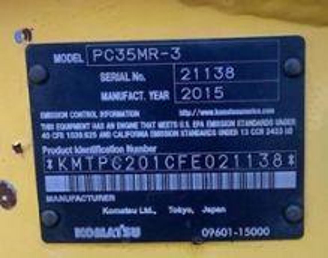 Used 2015 KOMATSU PC35MR-3