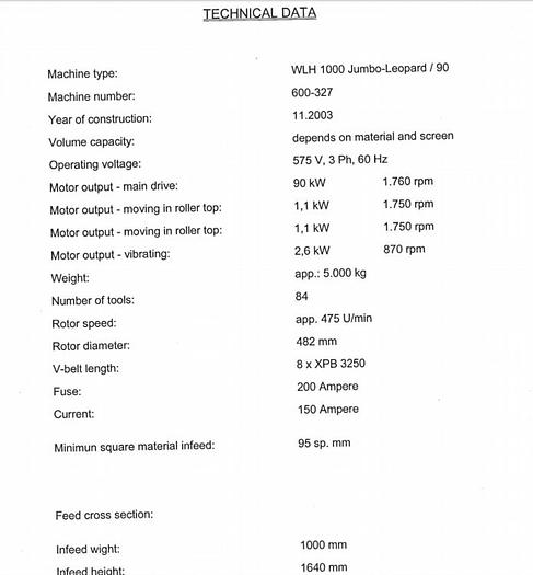 Used Weima Horizontal Grinder
