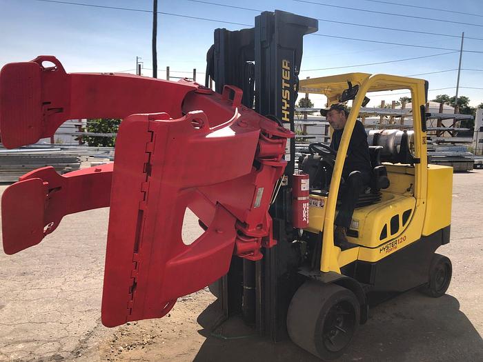 Used 12,000 POUND HYSTER S120FTPRS W/ 72" BOLZONI ROLL CLAMP MFG. 2013