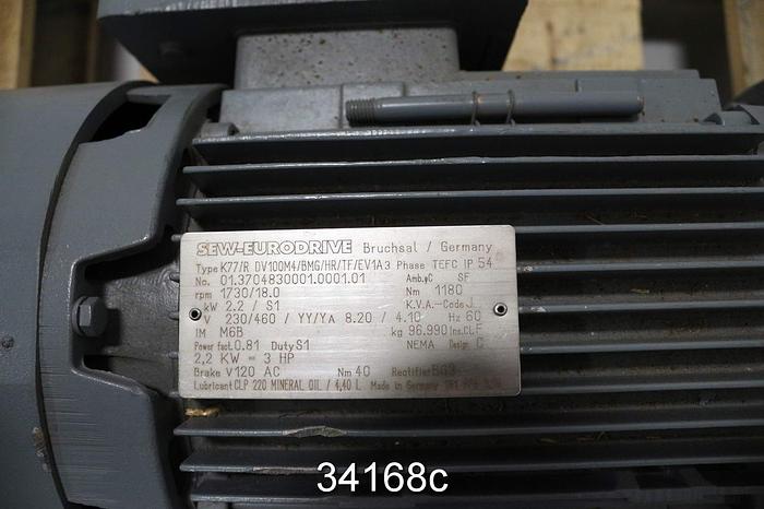 Unused Sew-Eurodrive K77/RDV100M4BMG/HR/TF/E1A3 Gear Drive, Ratio 96.1/1 #34168