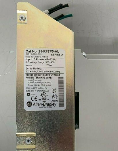Used 25B-D1P4N104 Allen-Bradley Series A PowerFlex 525 0.5 HP/380-480V/47-63Hz
