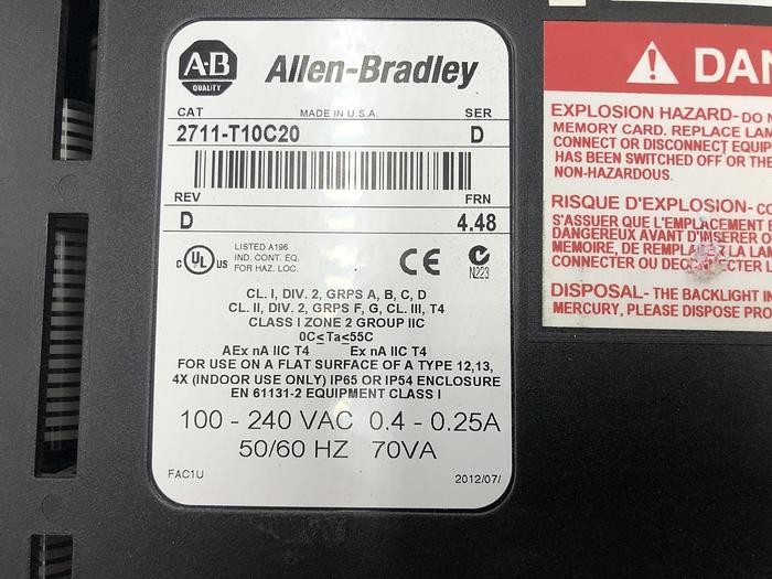 Used ALLEN BRADLEY PANELVIEW 1000 SERIES D