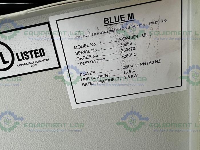 Used Blue M ESP400B-UL Mechanical Convection Oven Ambient to 260°C 2.8 Cu, Ft