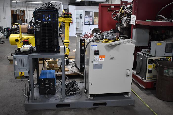 Used Yaskawa Motoman MA3100 Complete Robotic Welding Cell With Miller 450 and MH3100 positioner On Track