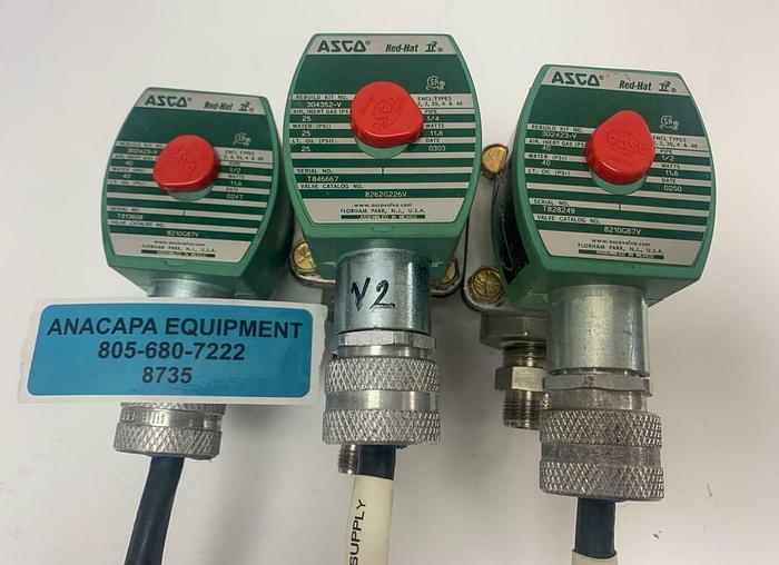 Used Asco Red-Hat II 8210G87V, 8262G226V Solenoid Valve Lot of 3 (8735)W