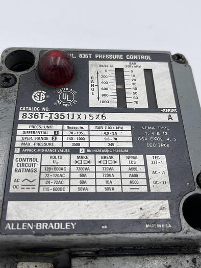 Used Allen-Bradley 836T-T351JX15X6 Ser A 