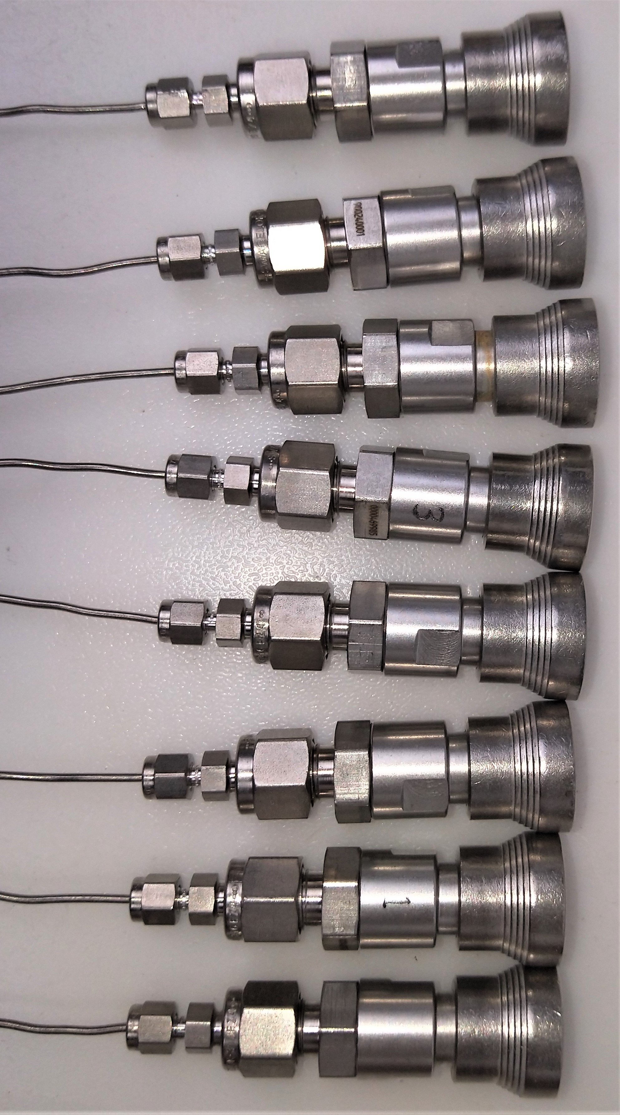 Used Swagelok Quick-Connect Valves with Stainless Steel Tubing - 1/8" Fitting