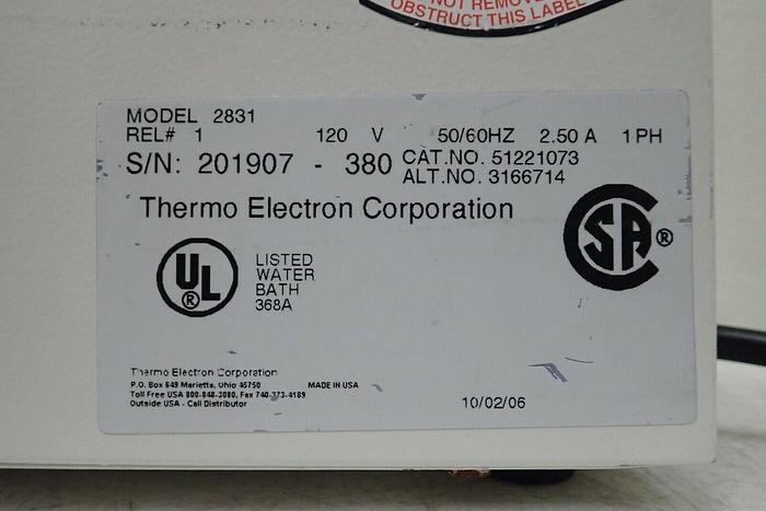 Used Thermo Electron Corporation Model 2831 180 Series Water Bath