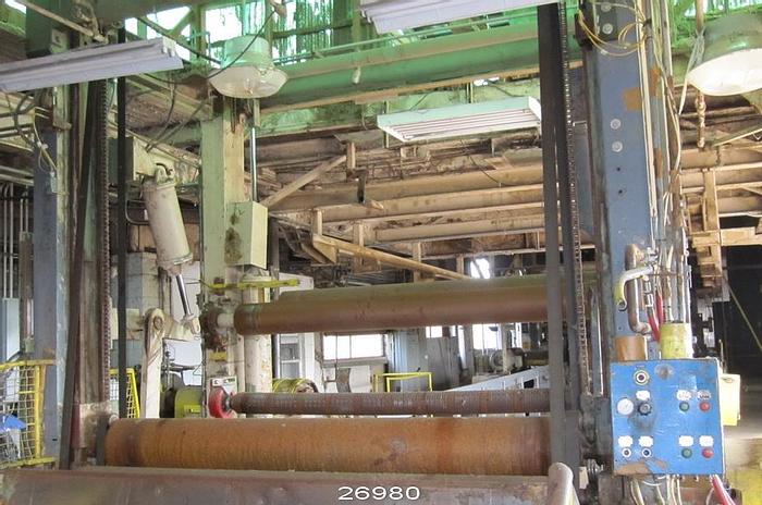 Used Jagenberg VARI-DUR Vari Dur Winder 24"X100" Drums, 20 Shear Cut Slitters, 84" Rewind, Shaftless Dc Independent Drum Drives, Mill Backstand. #26980