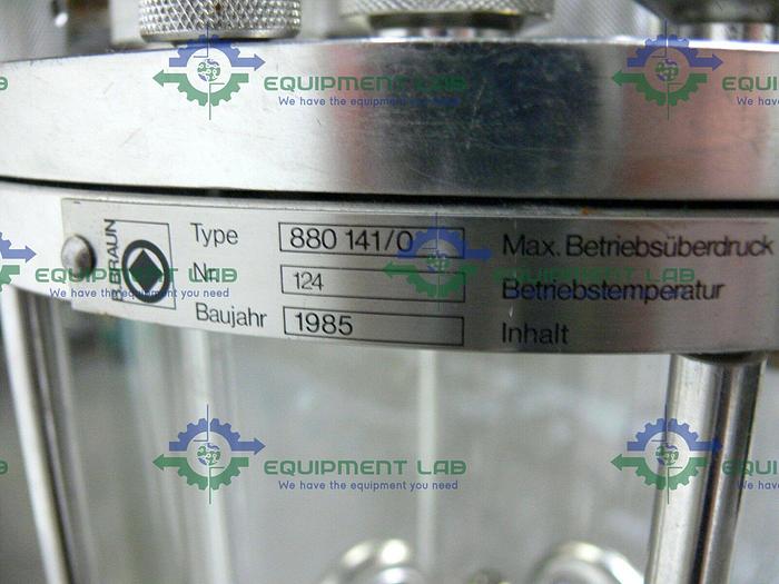 Used Braun 880 141/0 13.7L 1.3 bar 124C Schott Gerate Glass Bio Reactor + .75kW Motor