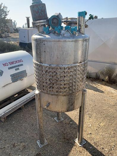 Used Tank, 100 Gallon, S/st, Jkt, Agit, 28" x 32", DT/DB, #S742658