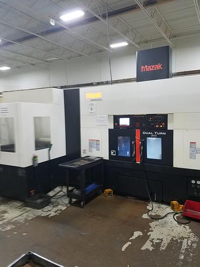 Used 2017 MAZAK DUAL TURN 200,  DUAL SPINDLE, DUAL TURRET CNC LATHE WITH GANTRY LOADER & TABLE, MAZATROL SMOOTH "C"  CONTROL