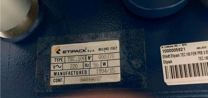 Used 1986 PRB Penta Film wrapping machine with labeler Etipack