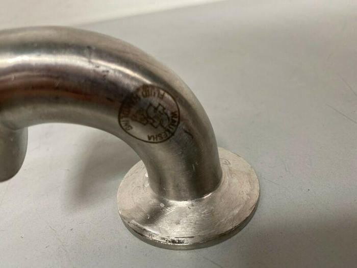 Used Stainless Steel 90 Degree 3" L Angle w/ 2" OD Sanitary Fittings