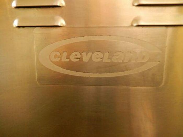 Used CLEVELAND 80 GAL. STATIONARY NAT. GAS STEAM KETTLE, S/S SPRING ASSIST E-Z LIFT COVER, 2" TANGENT VALVE, (#843).