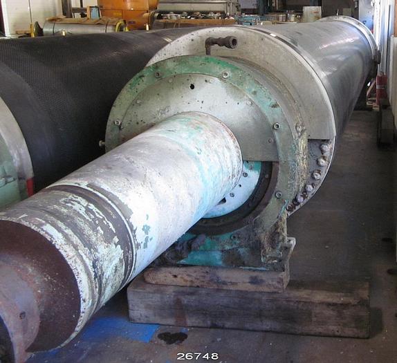 Used Valmet  Rubber Covered Suction Couch Roll, 45" Diameter, 184" Drilled Width,  202.75" Face, 232.75" Mounting Centerlines.  0.25" Hole Diameter. #26748