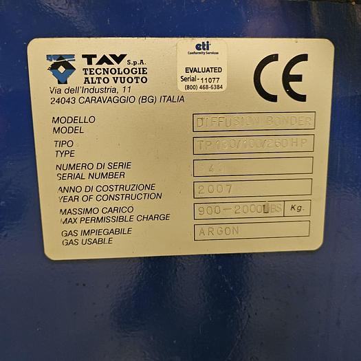 Used TAV  Diffusion Bonding Vacuum Furnace