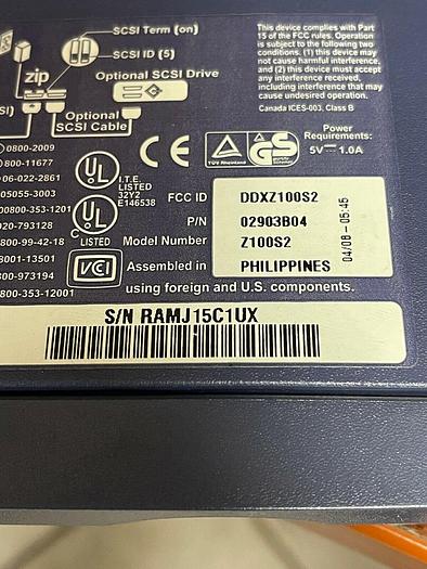 Used IOMEGA ZIP DRIVE 100, Z100S2