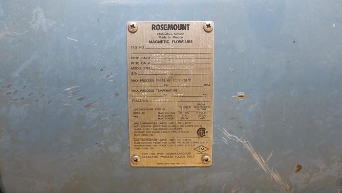 Used Rosemount 10" 8707TSA100C1W0N0D2Q4 Magnetic Flow Tube #44475