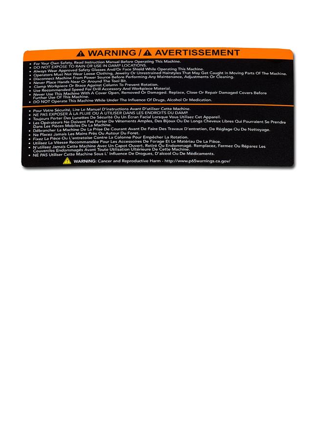 Warning Label Not Shown | PM2820EVS-254