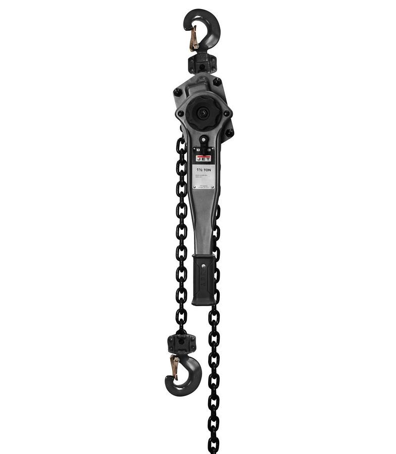 JLP-150A-15SH, 1-1/2 Ton Lever Hoist, 15' Lift & Shipyard Hooks