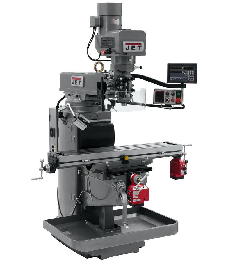 JTM-1050EVS/230 Mill With 3-Axis Newall DP700 DRO (Knee) With X and Z-Axis Powerfeeds