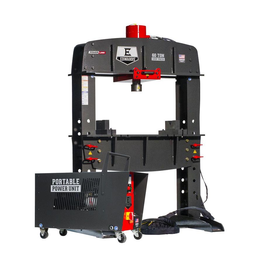 60 Ton Shop Press and Portable Power Unit 230V, 1Ph