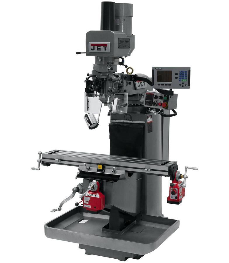JTM-949EVS Mill With 3-Axis Acu-Rite 203 DRO (Quill) With X and Y-Axis Powerfeeds and Air Powered Draw Bar