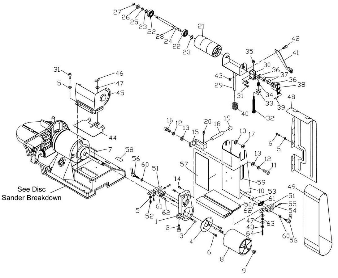 JSG-96OS, 6" x 48" Belt / 9" Disc Sander with Open Stand, 3/4HP 1Ph, 115V