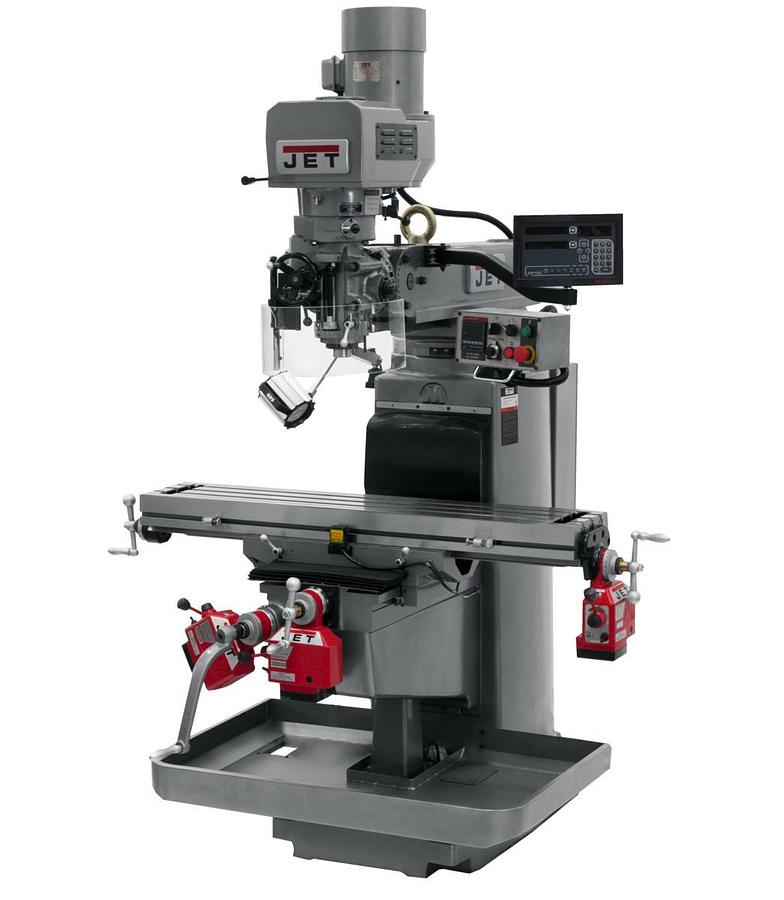 JTM-1050EVS2/230 Mill With 3-Axis Newall DP700 DRO (Knee) With X, Y and Z-Axis Powerfeeds