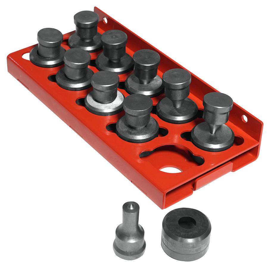 10 Piece Round Punch & Die Set with Punch & Die Tray